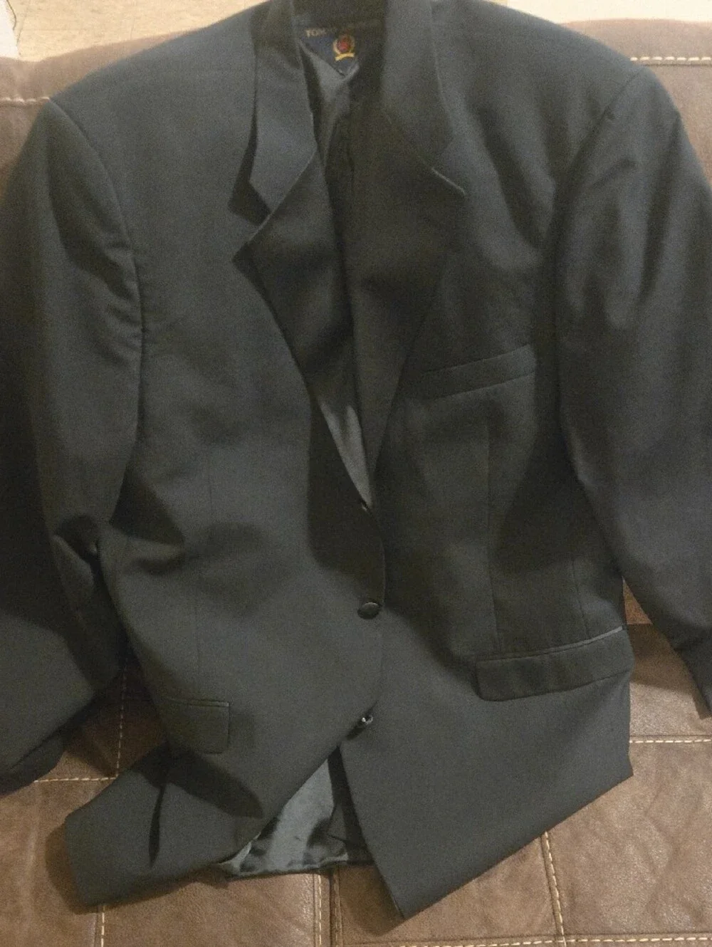 Tommy Hilfiger Gray Suit Jacket with Teal Accent Trim